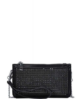 Modern Fashion Rhinestone Front Clutch With Chain BGR81907 BLACK